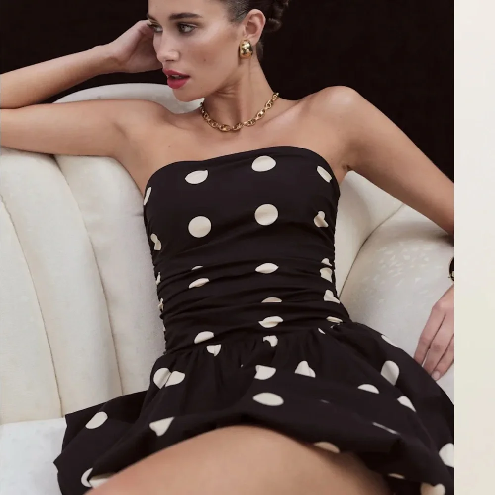 Reformation Black and White Strapless Dress - Picture 3 of 4